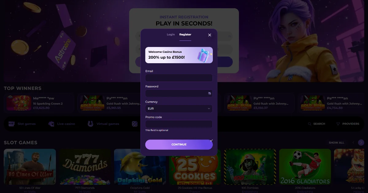 Astrozino casino review | registration and account security | privacy policy